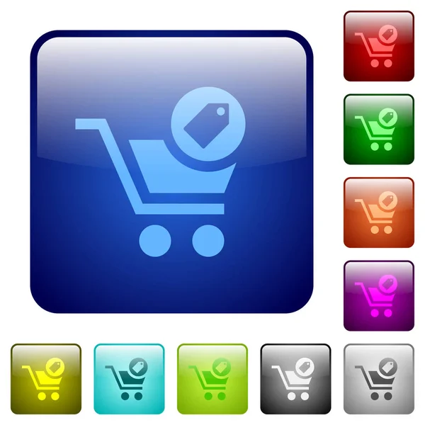 Características de compra do produto botões quadrados de cor — Vetor de Stock