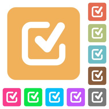 Onay işareti kare yuvarlak düz simgeler