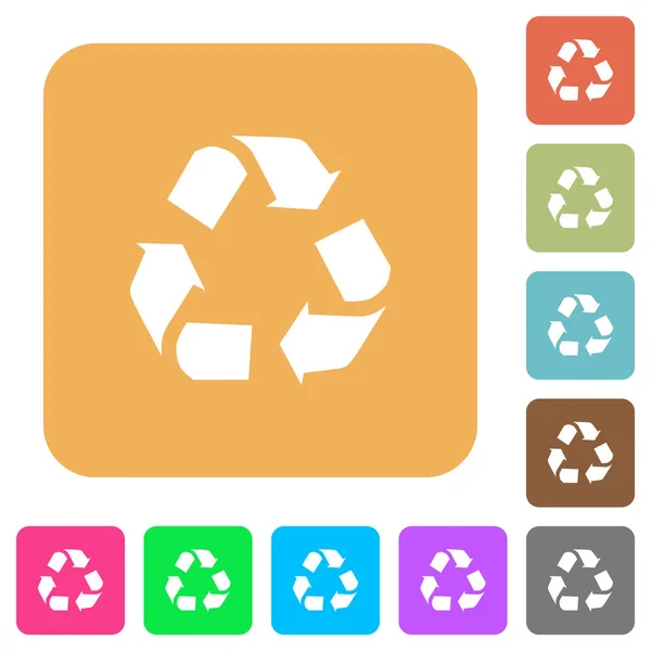 Recyclage des icônes plates carrées arrondies — Image vectorielle