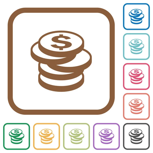 Dollarmünzen einfache Symbole — Stockvektor