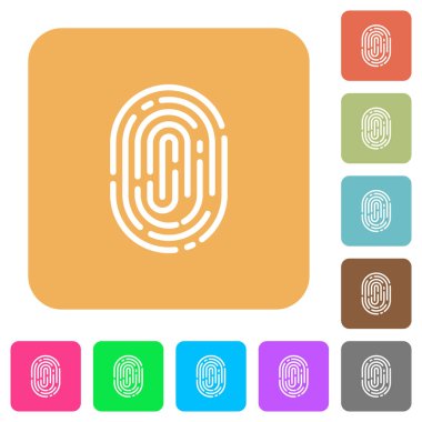 Parmak izi yuvarlak kare düz simgeler