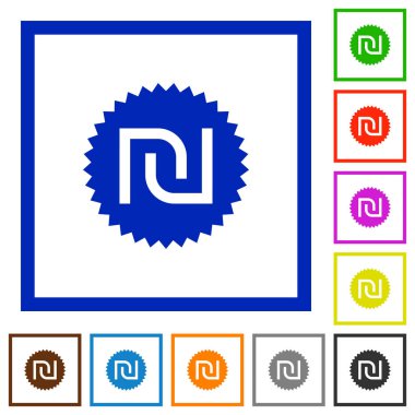 İsrail Yeni Şekeli etiket düz çerçeveli simgeler