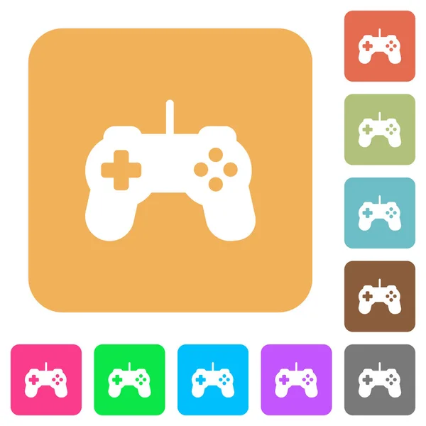 Controlador de juego redondeado iconos planos cuadrados — Archivo Imágenes Vectoriales