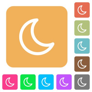Moon yuvarlak şekil kare düz simgeler