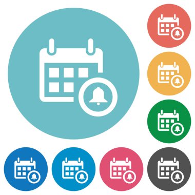 Takvim alarm düz yuvarlak simgeler