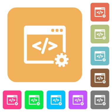 Web geliştirme yuvarlak kare düz simgeler