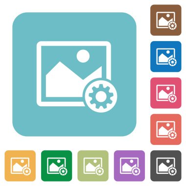 Görüntü ayarları yuvarlak kare düz simgeler