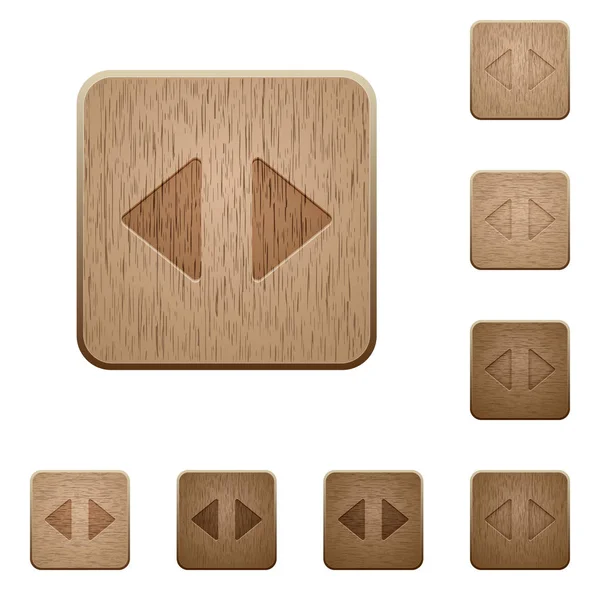 Flechas de control horizontal botones de madera — Vector de stock
