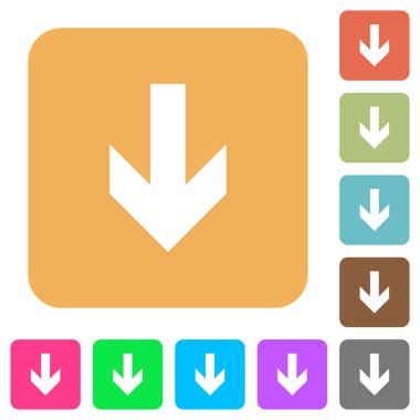 Aşağı ok yuvarlak kare düz simgeler