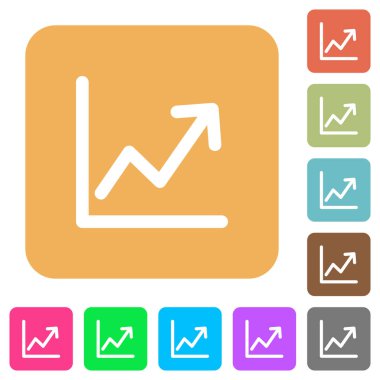 Çizgi grafiği yuvarlak kare düz simgeler