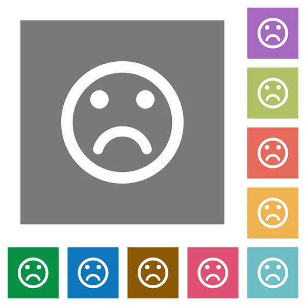 Triste emoticon quadrado ícones planos —  Vetores de Stock