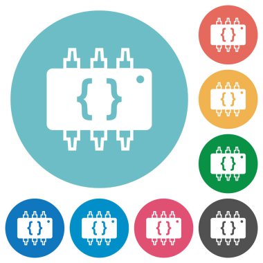 Düz programlama donanım yuvarlak simgeler