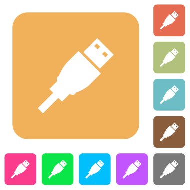 USB tapa yuvarlak kare düz simgeler