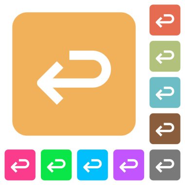 Geri ok yuvarlak kare düz simgeler