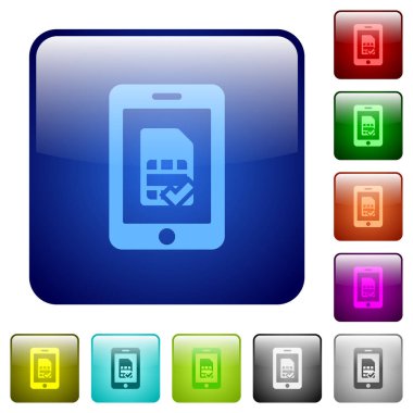 Mobil simcard doğrulanmış renkli kare düğmeler