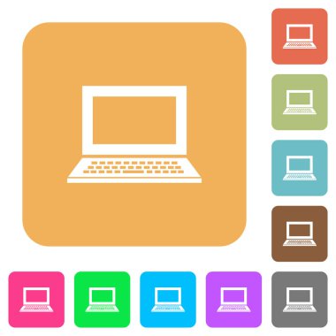 Boş ekran ile laptop yuvarlak kare düz simgeler