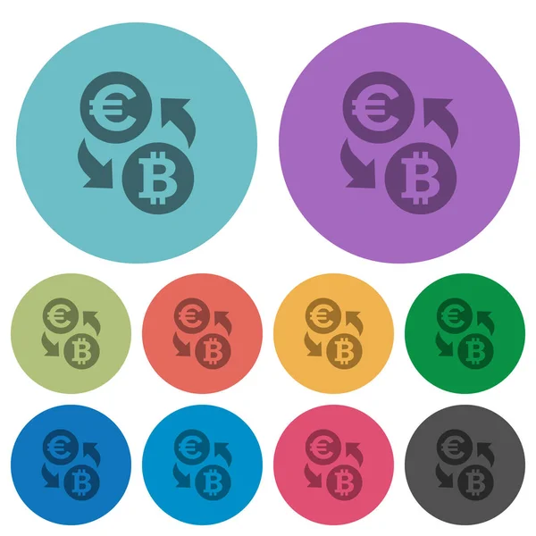 Euro Bitcoin intercambio de colores más oscuros iconos planos — Vector de stock