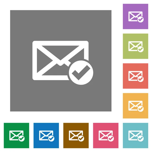 Mail ler ícones planos quadrados — Vetor de Stock