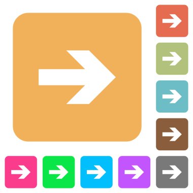 Sağ ok yuvarlak kare düz simgeler