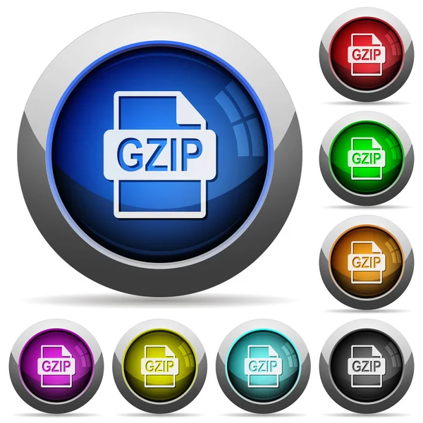 Gzip 文件格式圆光泽按钮 — 图库矢量图片