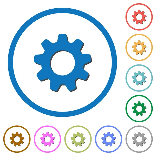 Ícones de configurações com sombras e contornos —  Vetores de Stock