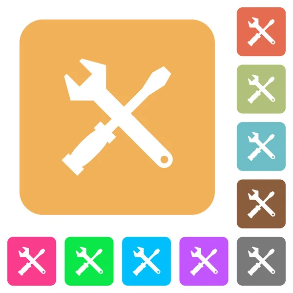 Kit de ferramentas arredondado ícones planos quadrados — Vetor de Stock