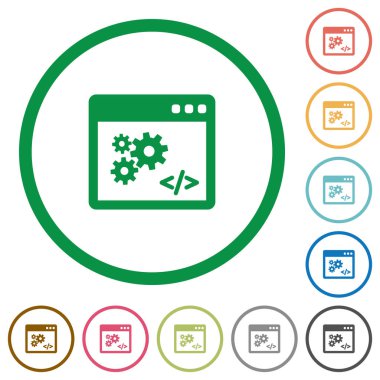 Application programming interface flat icons with outlines clipart