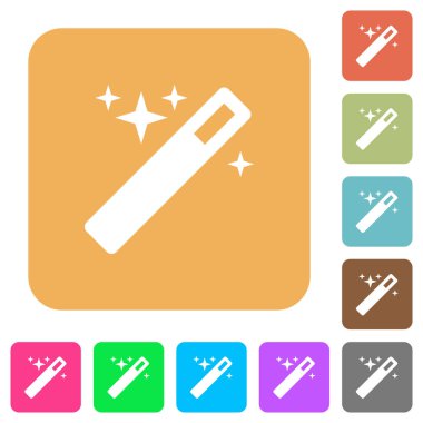 Sihirli değnek yuvarlak kare düz simgeler