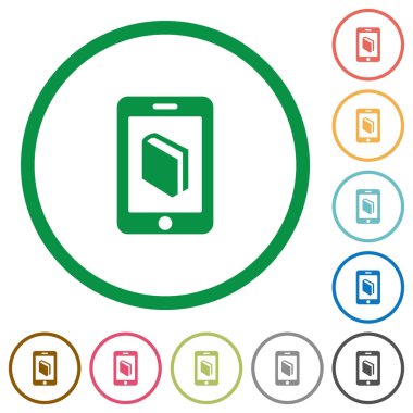 E-kitap anahatları ile düz simgeler