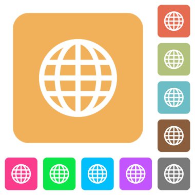 Dünya yuvarlak kare düz simgeler