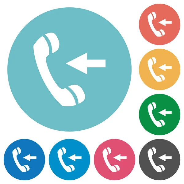 Incoming call flat round icons — Stock Vector