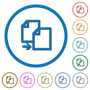 Copy öğesi simgelerinin gölgeler ve ana hatları ile