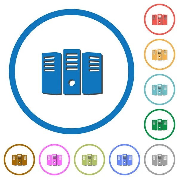 Server hosting ikoner med skuggor och konturer — Stock vektor