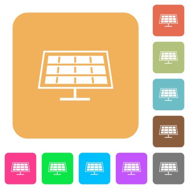 Güneş paneli yuvarlak kare düz simgeler