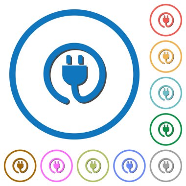 Güç kablosunu simgeler gölgeler ve anahatları ile haddelenmiş