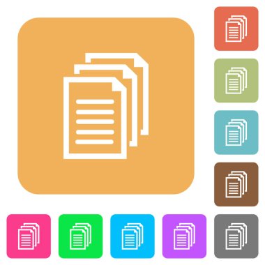 Belgeleri yuvarlak kare düz simgeler