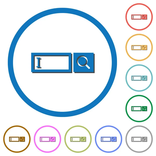 Search box icons with shadows and outlines — Stock Vector