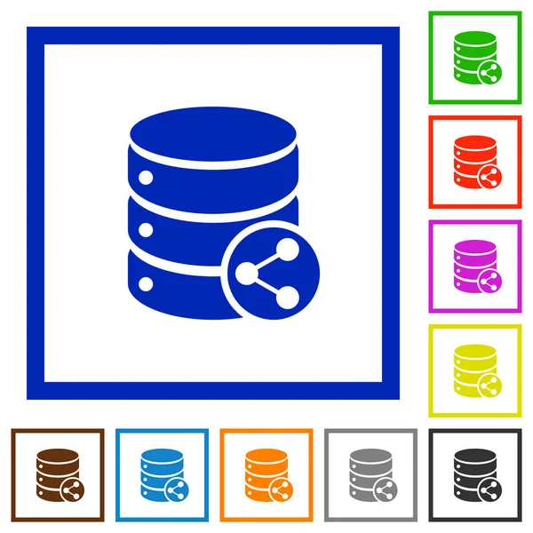 Relações de tabela de banco de dados ícones de quadro plano — Vetor de Stock