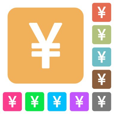Yen işareti yuvarlak kare düz simgeler