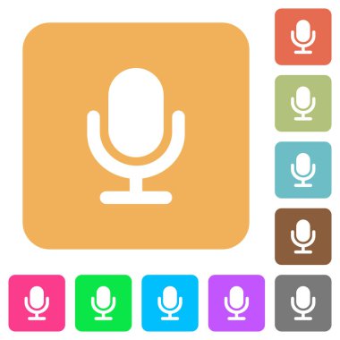 Mikrofon yuvarlak kare düz simgeler