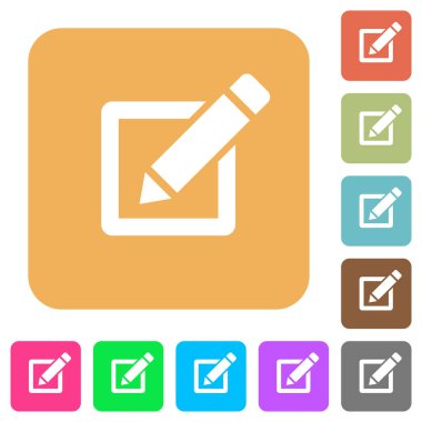 Editör kalem ile yuvarlak kare düz simgeler