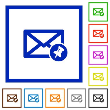 PIN posta düz çerçeveli simgeler