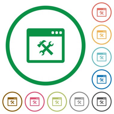 Uygulama araçları düz simgeler anahatları ile