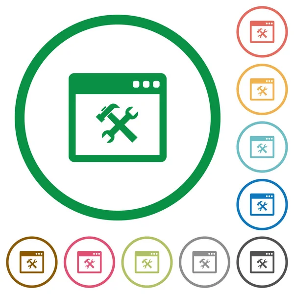 Uygulama araçları düz simgeler anahatları ile