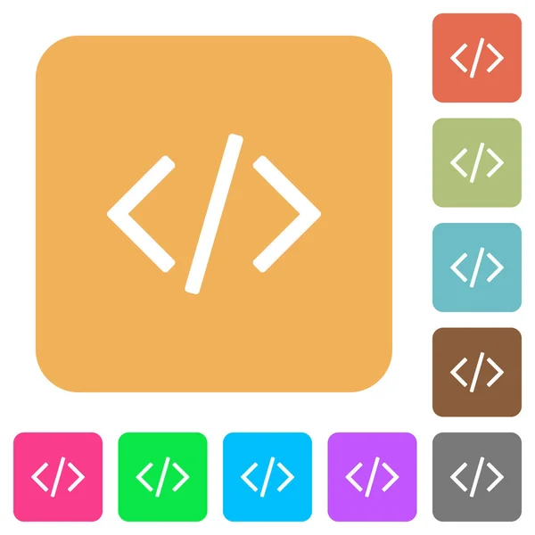 Programmering kod avrundat fyrkantig platt ikoner — Stock vektor