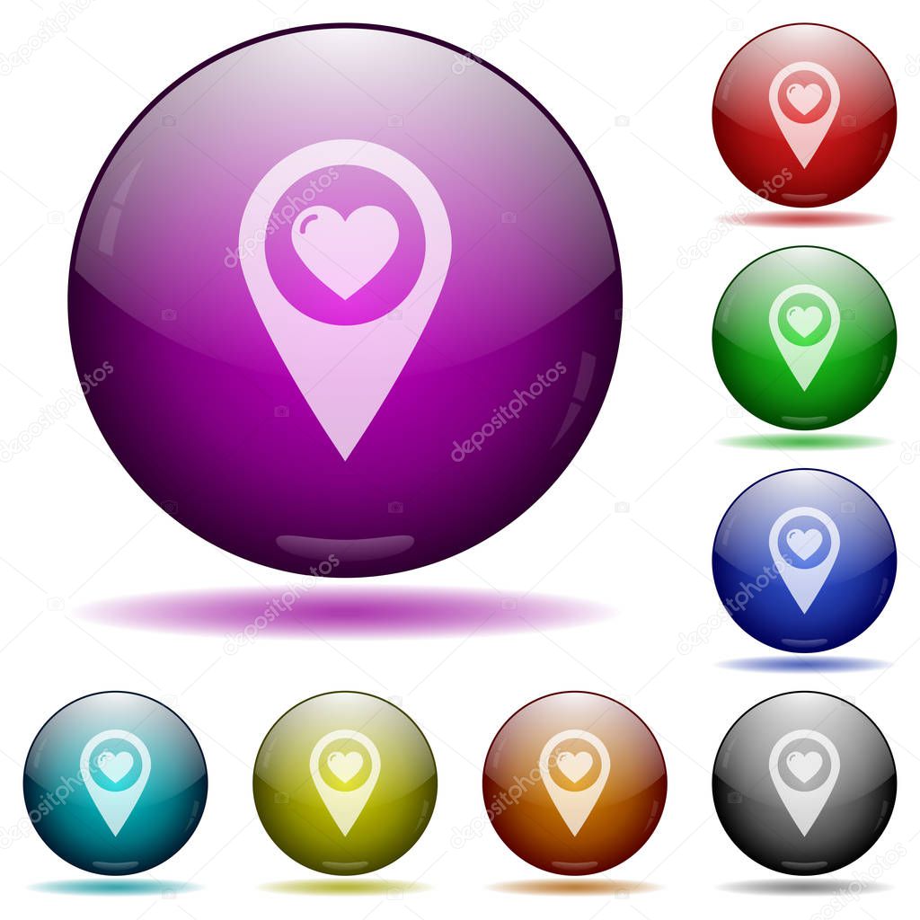 Favorite GPS map location glass sphere buttons