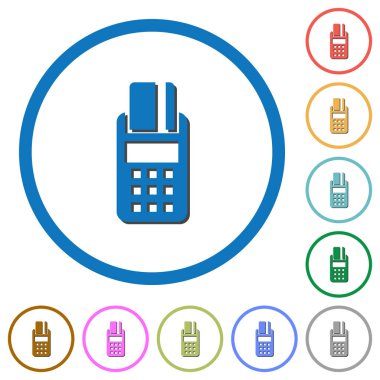 POS terminal kutsal kişilerin resmi ile gölgeler ve anahatlar