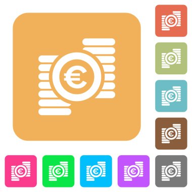 Euro paralar yuvarlatılmış kare düz simgeler