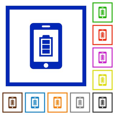 Mobil Şarj düz simgeler çerçeveli