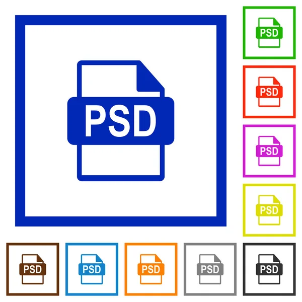 Formato del file PSD icone con cornice piatta — Vettoriale Stock